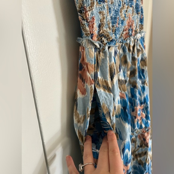 House of Harlow 1960 Zoey 100% Cotton Blue Tiered Maxi Dress - Size Large - Picture 4 of 11